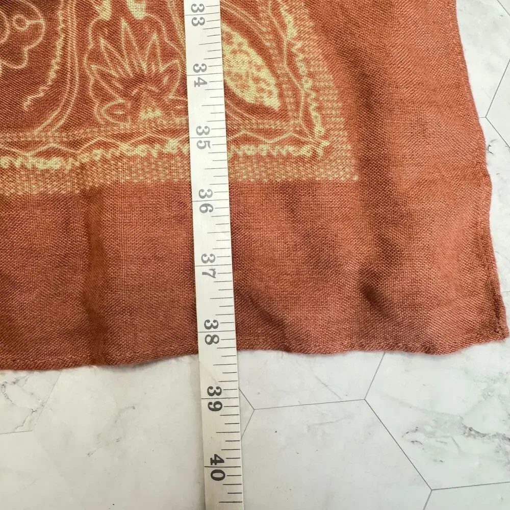 Nicole Miller Kimono Cover Up Long Open Front OS Rust Mandala Design Resort Swim